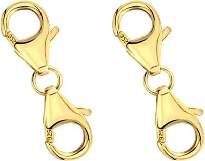 Produktbild von Famanu Karabinerhaken - Kettenverlängerungen für Schmuck - 925 Sterling Silber - 2 Stück - Goldfarben