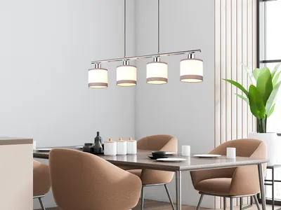 Produktbild von DAVOS Balkenpendelleuchte, Weiß Grau, 4-flammig, 75 cm breit, höhenverstellbar