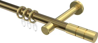 Produktbild von Interdeco Gardinenstange / Vorhangstange Messing Antik / Messing-Optik, Typ Prestige Elanto (Rillenzylinder), 20 mm Ø 1-läufig, 120 cm