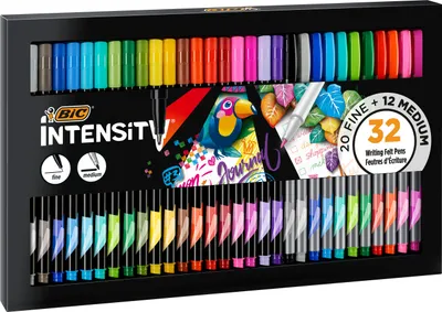 Image de Set de feutres BIC Intensity à pointe fine et moyenne - Diverses couleurs, boîte cadeau