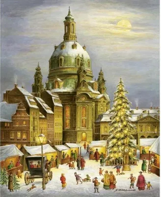 Immagine prodotto di Cartolina natalizia della Frauenkirche di Dresda, cartolina artistica, 12x17 cm