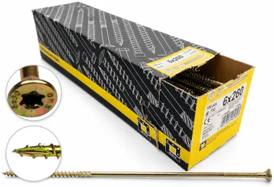 Obrázek produktu pro Tesařské vruty TX 6x260 do dřeva a OSB 100 ks