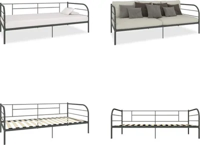 Produktbild von vidaXL Tagesbett Rahmen Grau Metall 90×200 cm - Tagesbett Rahmen - Tagesbettrahmen - Tagesbett Metall - Tagesbetten Metall