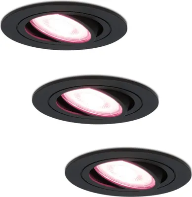 Image de HOFTRONIC - Spot encastrable connecté 5,5W RGBWW IP20 inclinable noir 3x