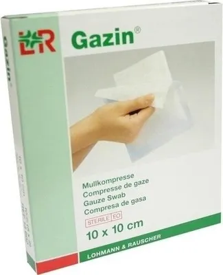 Obrázok produktu pre GAZIN kompresný obväz 10 x 10 cm, sterilný, 8-vrstvový
