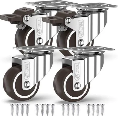 Produktbild von Famanu Möbelrollen Schwerlast - Gummirollen mit Doppelbremsen, 200 kg Tragfähigkeit