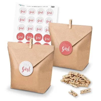 Produktbild von itenga SET Geschenktüten It s a Girl (Motiv 75) 24 x Tüten + Klammern + Sticker