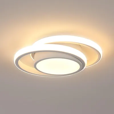 Zdjęcie produktu dla Dwie lampy sufitowe LED, idealne do sypialni, kuchni, przedpokoju, moc 32W, jasność 2350lm, nowoczesna, okrągła lampa LED, ciepłe światło 3000K, średnica 28 cm, kolor biały