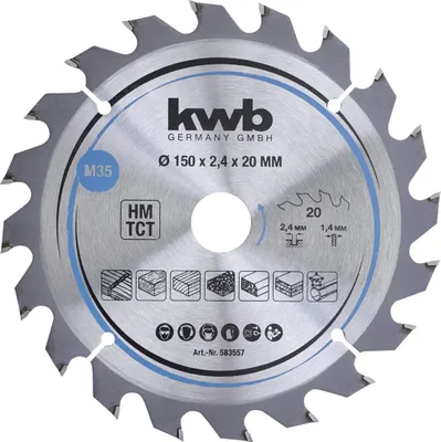 Immagine prodotto di kwb 583557 Lama circolare in metallo duro 150 x 20 mm 1 pz