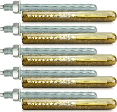 Produktbild von Isolbau Verbundanker Set - Verbundankerpatrone styrolfrei V20 + Ankerstange verzinkt M20 x 260 - ETA/ETAG Zulassung - 5 Stück