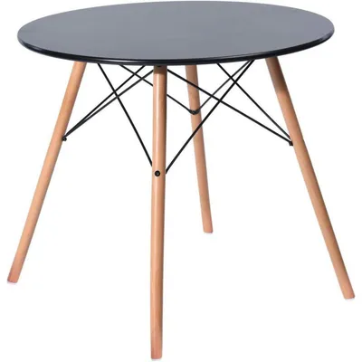 Productafbeelding van Eettafel, vergadertafel, koffietafel, massief hout, poten, 80x80x75 cm, zwart