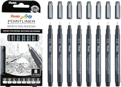 Image de PentelArts Fineliner permanent Pointliner Set de 8 pièces