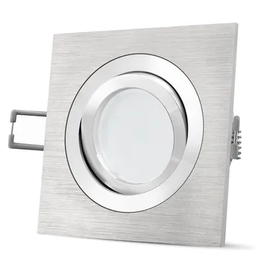 Produktbild von SSC-LUXon LED Einbaustrahler QF-2 quadratisch & schwenkbar - inkl. Milky LED GU10 4W 230V warmweiß - Einbauspot Alu gebürstet