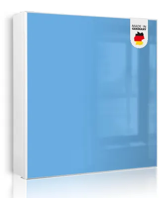 Produktbild von banjado Schlüsselkasten aus Metall, 30x30cm groß mit 32 Haken, als Magnettafel nutzbar, Korpus weiß, Anschlag links, Pastellblau [SKGW2-0019]