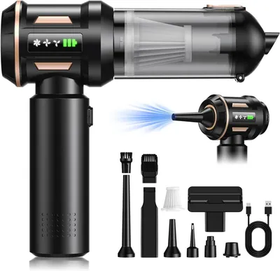 Immagine prodotto di Aspirapolvere portatile senza fili – Ideale per auto e casa – Con sistema di pulizia automatica a un pulsante – Potenza di aspirazione 28000 Pa – Colore: nero