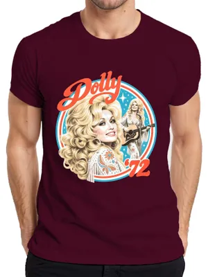 Immagine prodotto di Maglietta da uomo, stile retrò, con la scritta "Dolly Parton, 72, leggenda della musica country, Nashville", colore bordeaux, taglia M