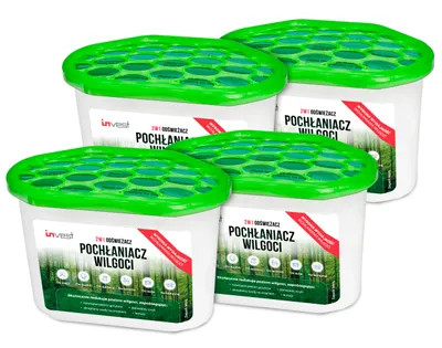 Produktbild von 4x Luftentfeuchter inkl. 4x 230g Granulat, klein Raumentfeuchter, Feuchtigkeitsabsorber, Schutz gegen Schimmel & Gerüche, Waldduft