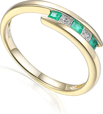 Produktbild von 585er Gelbgold Damenring mit Smaragd 0,13ct / Diamant 0,02ct Gr. 54