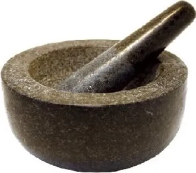 Immagine prodotto di JADE TEMPLE 17028 Mortaio in pietra con pestello, granito, grigio 14 x 7,7 cm