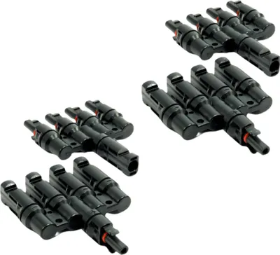 Produktbild von 2 Paar Solarstecker kompatibel mit MC4 Y 2 fach, 3 fach, 4 fach, 5 fach, 6 fach Stecker Kabel : T 4 fach Stecker Stecker: T 4 fach Stecker