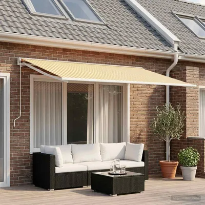 Produktbild von vidaXL Markisenersatzstoff Gelb und Weiß 300 x 200 cm Polyester
