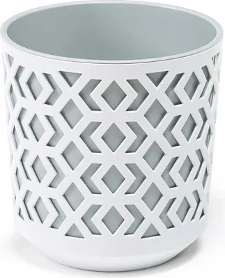 Image de HowHomely Pot de fleurs Etnic 14 cm de hauteur, bac à plantes avec pieds, blanc Cache-pot pour jardin balcon