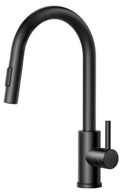 Immagine prodotto di Miscelatore da cucina nero con doccetta estraibile, girevole a 360°