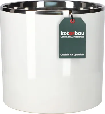 Produktbild von KOTARBAU® Keramik-Blumentopf Zylinder Weiß Silber Durchmesser 215 mm