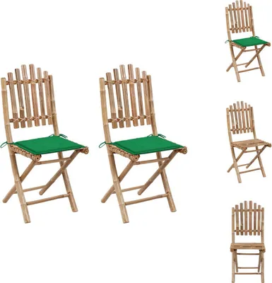 Produktbild von vidaXL Klappbare Gartenstühle 2 Stk. mit Kissen Bambus -  Gartenstühle