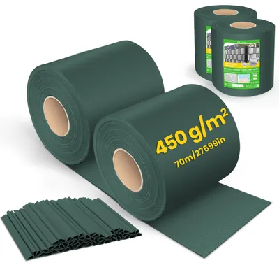 Produktbild von VOUNOT® PVC Sichtschutzstreifen für Doppelstabmatten 140m x 19cm, 80 Befestigungsclips, Grün