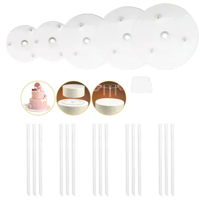 Tortenböden-Set, 5-teilig, weiß, rund, 9/12/16/20/20 cm, wiederverwendbar