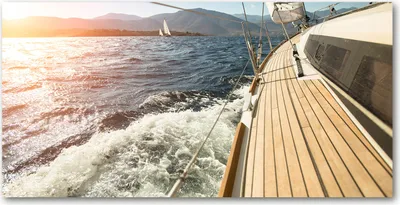 Produktbild von Tulup® Glas-Bild - 100x50 -Wandkunst - Wandbild hinter gehärtetem Sicherheitsglas  - Fahrzeuge - Segelboot Meer - Beige