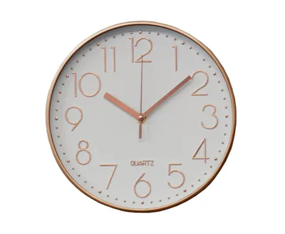 Zdjęcie produktu dla Zegar ścienny, średnica 25cm, tarcza 3D, PH, szkło, metal PINK-GOLD/WHITE