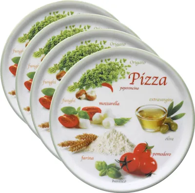 Obrázek produktu pro sada 4 talířů na pizzu Napoli Green Ø 32 cm Servírovací talíř XL Porcelánový talíř
