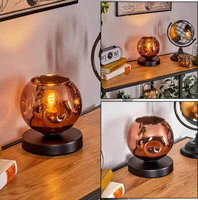 Produktbild von Villamare Tischlampe aus Metall/Glas in Schwarz/Kupferfarben