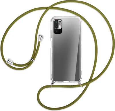 Produktbild von Handykette Backcover-Schutzhülle mit Band (Metall silberfarben) für Xiaomi Redmi Note 10 5G - khaki