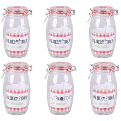 Produktbild von 6 Stück Vorratsgläser mit Bügelverschluss und Silikonring, 1300 ml