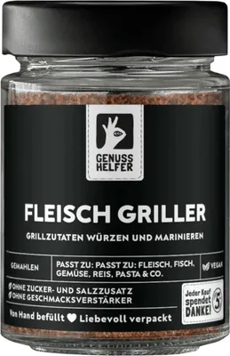 Produktbild von Fleischgriller Gewürz, gemahlen, Grill Gewürz, ideal zu Fleisch & als BBQ-Rub, 80g im Glas