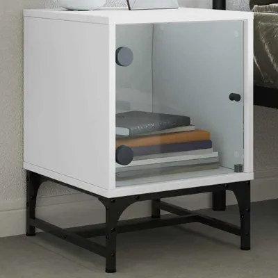 Produktbild von Design Nachttisch mit Glastür Weiß 35x37x50 cm, Nachttische & -schränke 2024