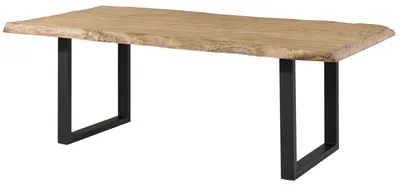 Immagine prodotto di MASSIVMOEBEL24 | FREEFORM 5 tavolo da pranzo in legno di mango - verniciato beige / gambe in ferro U antracite lucido 220x100