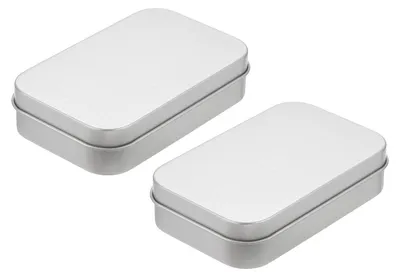 Metall-Aufbewahrungsdosen, 2 St., 9,5x6,1x2,4 cm, silber