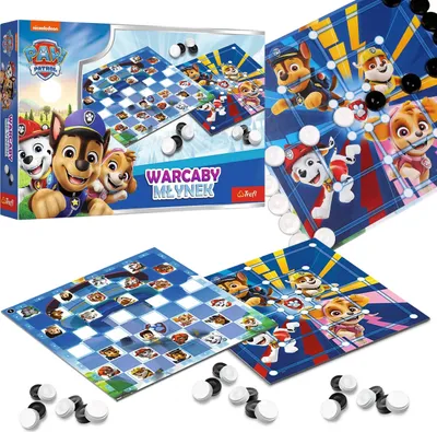 Produktbild von Paw Patrol Brettspiel, Familienspiel für Kinder 2in1, Damespiel und Mühle Trefl 4+