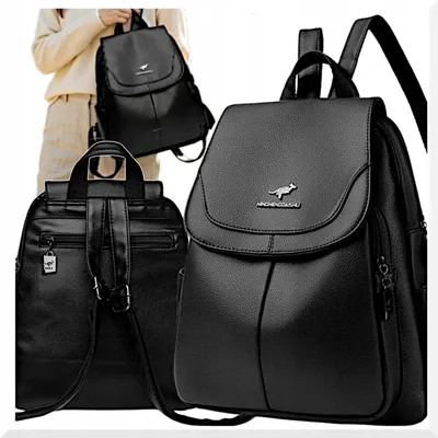 Produktbild von Cityrucksack Damen Kunstleder - 32x28x12 cm - Schwarz - Elegant Schulrucksack Arbeit Alltag