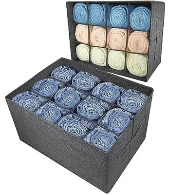 Produktbild von 2 Stück Kleiderschrank Organizer Schublade Aufbewahrungsbox für Kleidung - 12 Zellen Schubladen Ordnungssystem Schrank