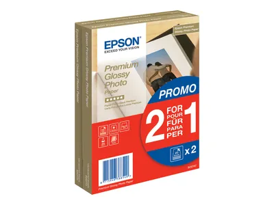 Produktbild von Epson Premium Glossy Photo Paper – 2 für 1, 100 x 150 mm, 255 g/m², 80 Blatt, 156 x 107 x 15 mm, 100 x 150 mm, 255 g