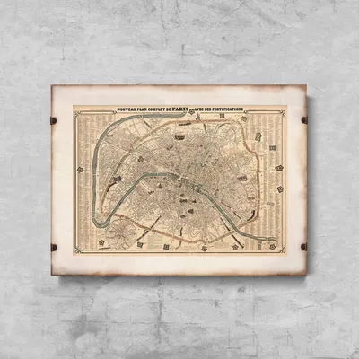Produktbild von Poster - Canvas - Leinwand - 59,4 cm x 42 cm - Alte Karte von Paris