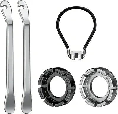 Produktbild von Fahrradschlüssel-Set 5-teilig, für Fahrradreparatur, Reifenheber und Speichenschlüssel