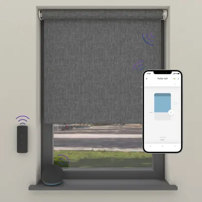 Produktbild von Cocoon Home Elektrisches Rollo 150x190, Verdunkelnd, Smart, Hellgrau Struktur