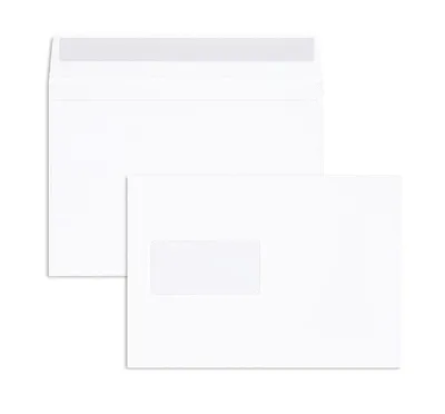 Produktbild von Briefumschläge - Weiß (Hochweiß)162 x 229 mm (DIN C5) | 120 g/qm Offset | Mit Fenster | Haftklebung | Gerade Klappe | 500 Stück