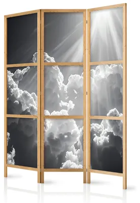Produktbild von Muralo Japanischer PARAVENT 3-teilig Raumteiler klappbar PREMIUM-Vliesleinwand WOLKEN HIMMEL für Schlafzimmer 135cmx172cm